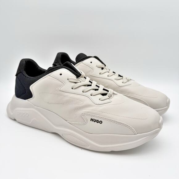 HUGO Mens Leon Running Sneaker US 12 EU 45 Light Grey White Athletic NIB main image 11